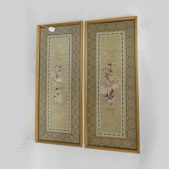 PR FRAMED ORIENTAL EMBROIDERED FABRIC PANELS 615x235mm