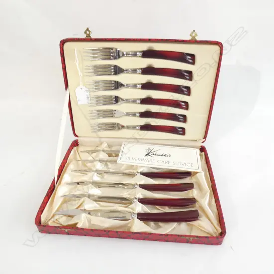 12 PC KIRKCALDIE & STAINS BOXED STEAK KNIFE & FORK SET - AS NEW IN ORIGINAL BOX 