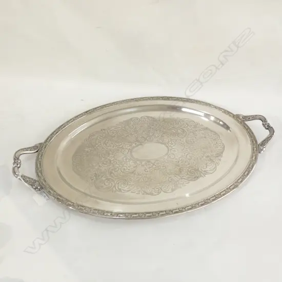 LG OVAL SILVER PLATE TRY WITH HANDLES - ONEIDA SILVERSMITHS L 600MM