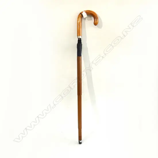 WOODEN WALKING STICK WITH CONCEALED UMBRELLA