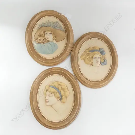 SET 3 ERMA GILLILAND CAMEO WALL PLAQUES 260 X 300MM