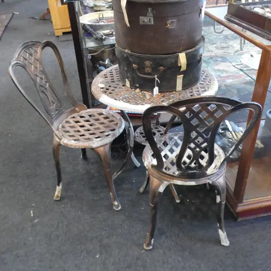3PCE METAL PATIO TABLE & 2 CHAIRS