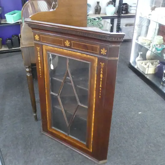 SHERATON REVIVAL INLAID CORNER CABINET 