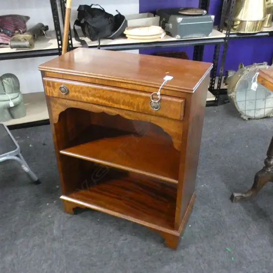 EDWARDIAN MAHOGANY SM BOOK SHELVES W DRAWER 290 X 610 X 770MM