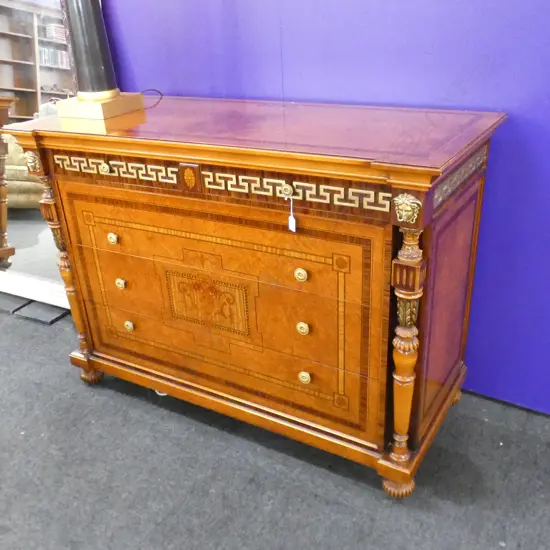 VERSACE STYLE CHEST (small part of Greek key moulding missing) 1270 x 560 x 900mm