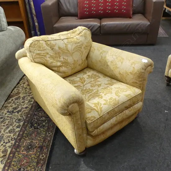 CLUB LOUNGE CHAIR - DOWN CUSHION UPHOLSTERED IN SHRUB SILK some marks