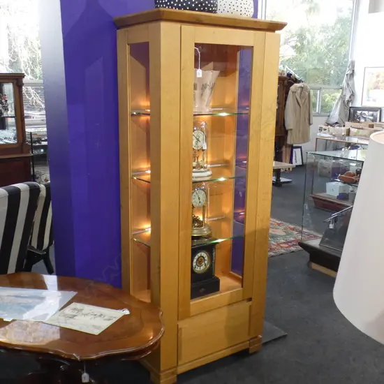 BLONDE OAK DISPLAY CABINET 730 x 435 x 1800mm