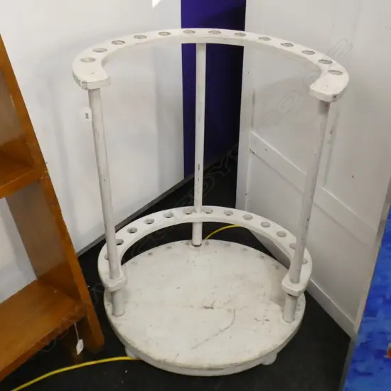WHITE PAINTED SEMI CIRCLE STAND FOR WALKING STICKS H 800MM