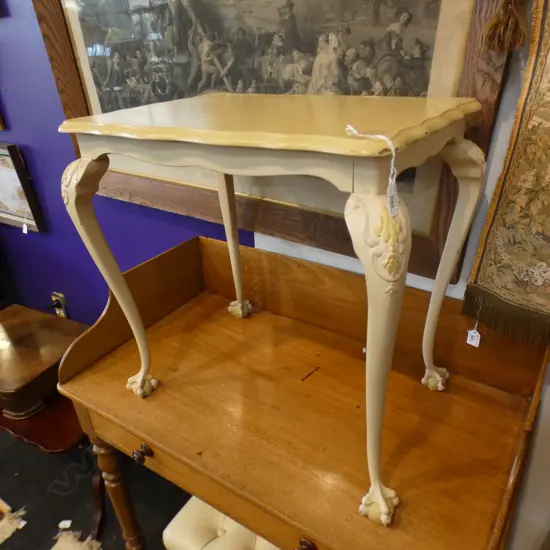 PAINTED QUEEN ANNE STYLE SIDE TABLE 