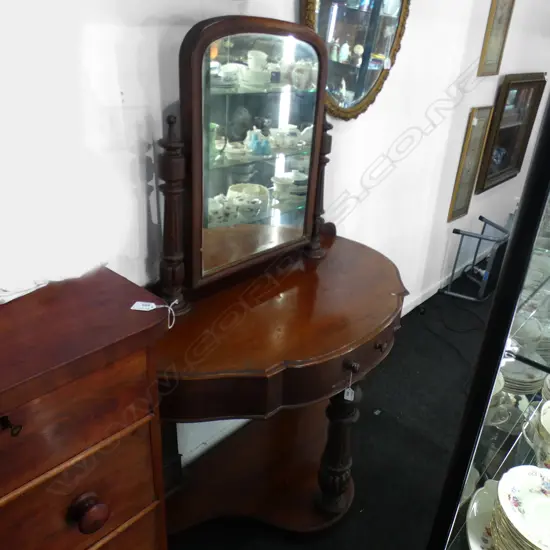 WALNUT VICTORIAN MIRROR BACKED DRESSING TABLE 