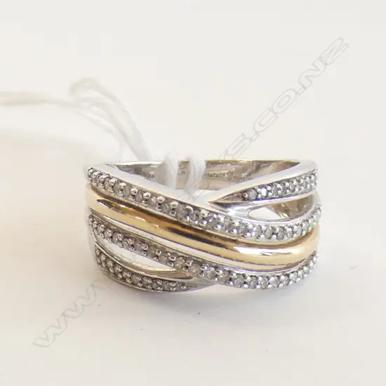 925 SILVER / 10K & TDW RUSSIAN STYLE RING - MICHAEL HILL JEWELLER  4.8GMS 