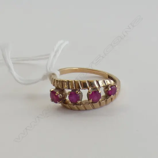 9CT 4 SYN RUBY CROSS-OVER SETTING 3gm