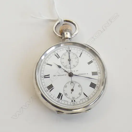 925 SILVER CASED POCKET WATCH 101GMS ENGRAVED LONDON 1917