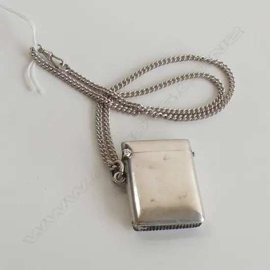 VINTAGE SILVER VESTA ON CURB LINK CHAIN L.440mm