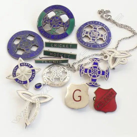 13 X ST CUTHBERTS SCHOOL BADGES SOME HALLMARKED 84 GRAMS