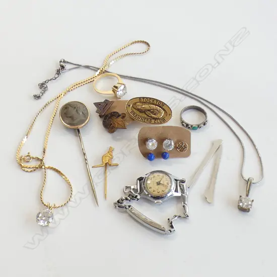 SM BOX LOT ASSTJEWELLERY & BADGES; RINGS / EARRINGS ETC.