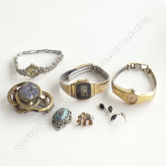 3 VINTAGE LADIES WATCHES BROCCHES ETC