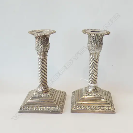 PAIR SILVER PLATE CANDLE STICKS