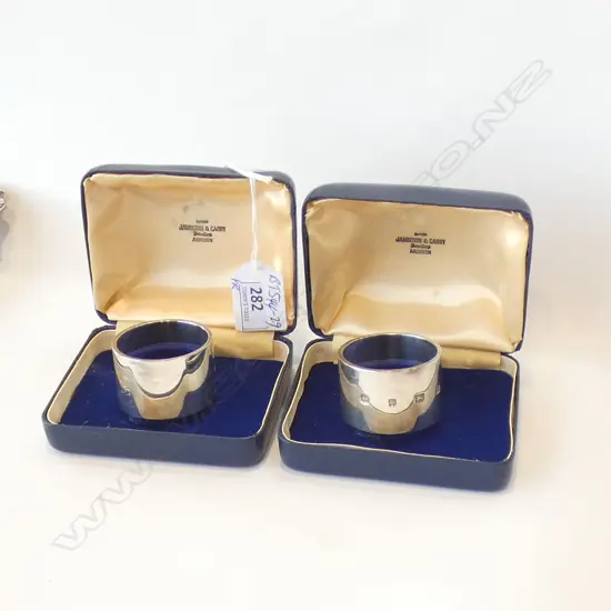PR HEAVY SILVER NAPKIN RINGS BOXED 83GM EA