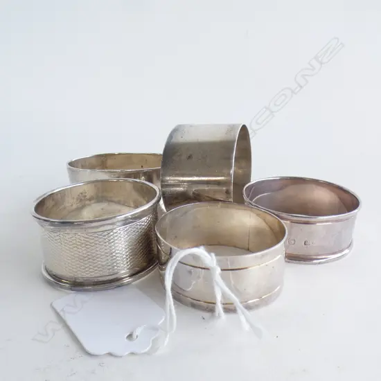 5 X STG SILVER HALLMARKED NAPKIN RINGS 96 GRAMS