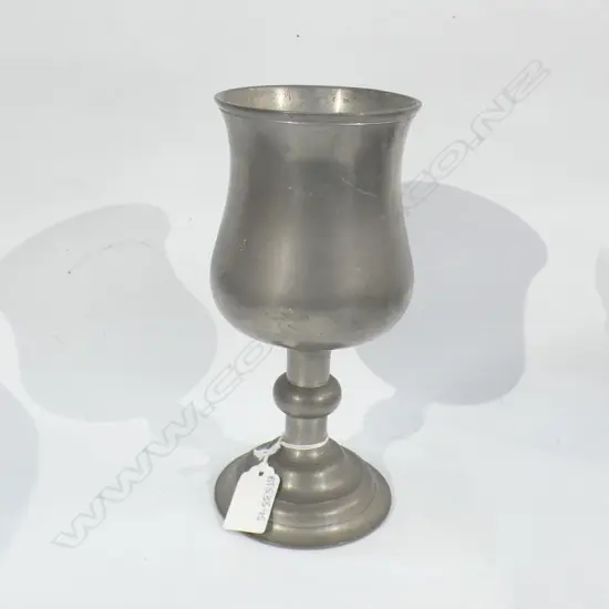 FAUX BONE HANDLED FISH SET AND PEWTER GOBLET