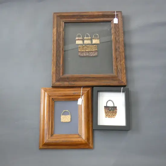 3 NZ ART; ANNA GLEESON FRAMED KETE (285 X 345MM) + FRAMED FEATHER BAG & FRAMED KETE