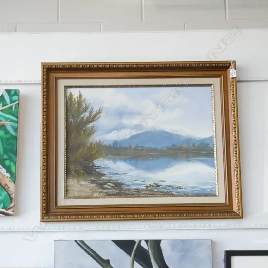 JOYCE ATKINSON, 'LAKE TAUPO', OIL ON BOARD, 600 x 440mm