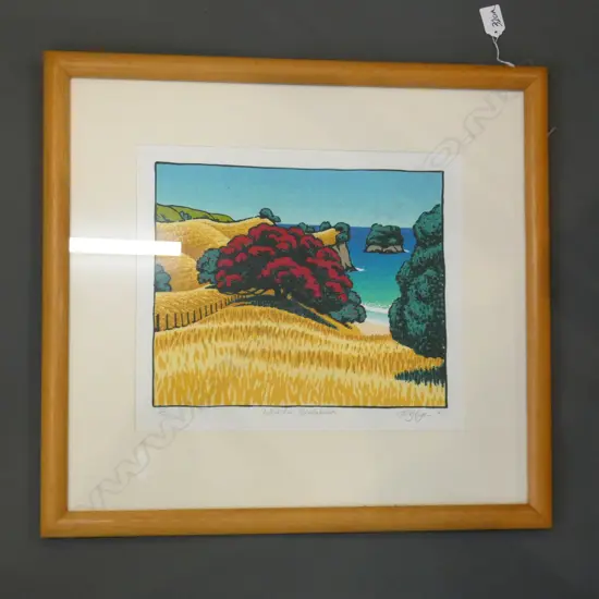 TONY OGLE 'WHIRITOA POHUTAKAWA', SIGNED & DATED '93 LTD ED PRINT 15/120, 315x365mm
