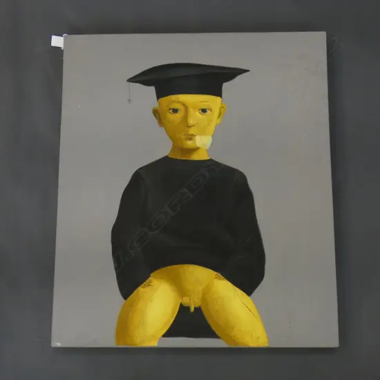 CHINESE ARTIST UNKNOWN OIL ON CANVAS YOUNG SCHOLAR