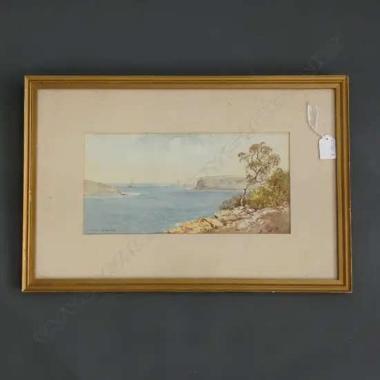  LIONEL DAVID WATERCOLOUR, THE GAP SYDNEY 150x310mm SIGNED