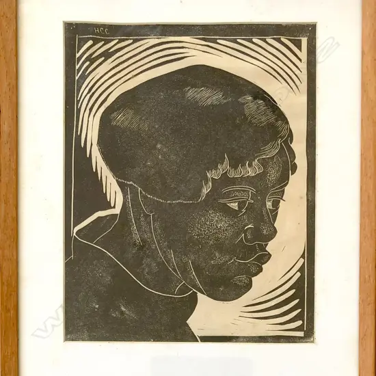 HINEHAUONE CORALIE COOK (1904-1993) LINOCUT PORTRAIT 220x170mm