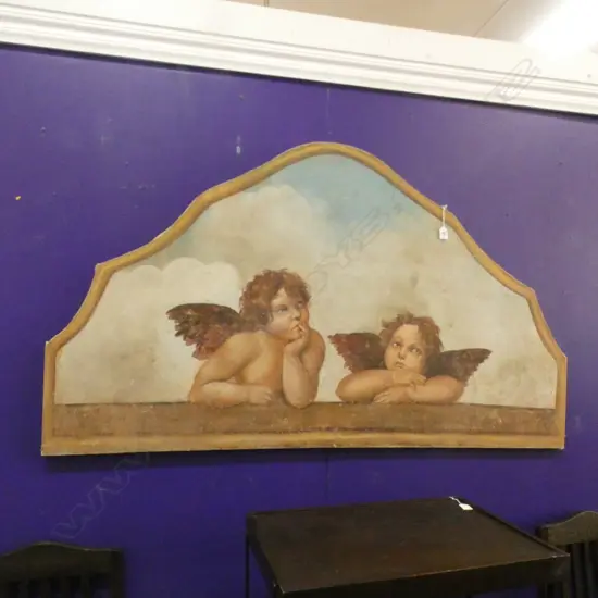 FRAMED CANVAS HEAD BOARD OR WALL HANGING -- CHERUBS 1500 X 840MM
