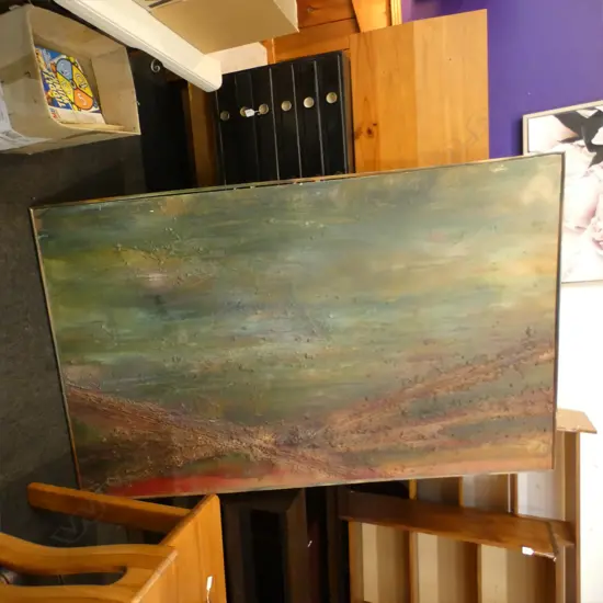 PETER SCHOENAUER UNTITLED ABSTRACT OIL & MIXED MEDIA..