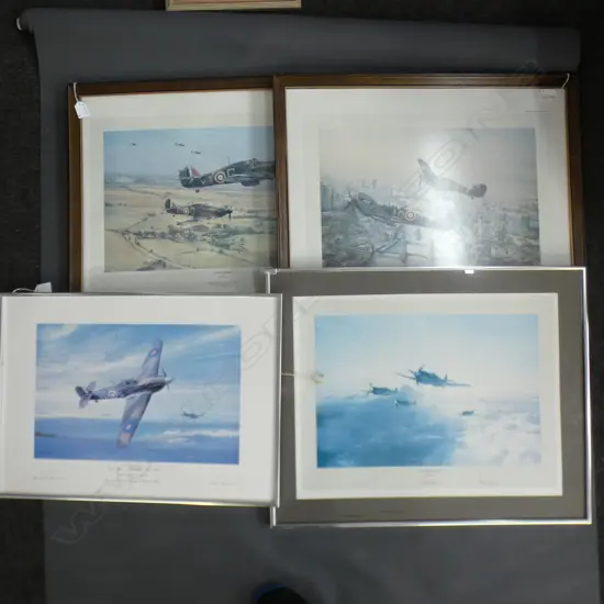 4 PRINTS; AVIATION (2 PETER TOMSENON SIGNED BATTLE OF BRITAIN)