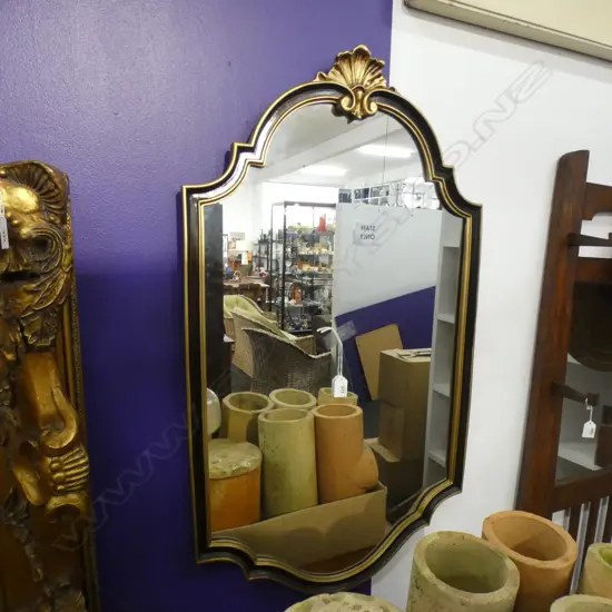 GOLD / GILT FRAMED MIRROR w. SCROLL 930x545mm