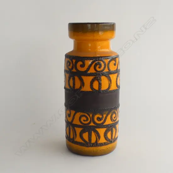 WEST GERMAN VASE ORANGE & BLACK H.295mm