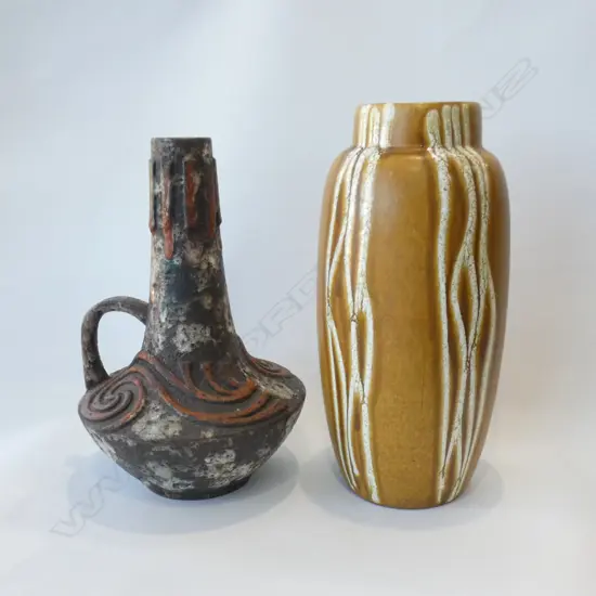 TWO MID CENTURY WEST GERMAN VASES (H 390 & 370MM)