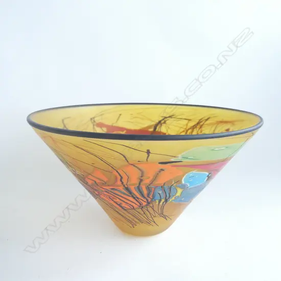LG KEITH MAHY GLASS BOWL - SIGNED & DATED 10 290 X 200MM