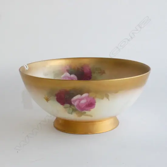 (17896) ROYAL WORCESTER HAND PAINTED ROSE BOWL Dia.220mm.