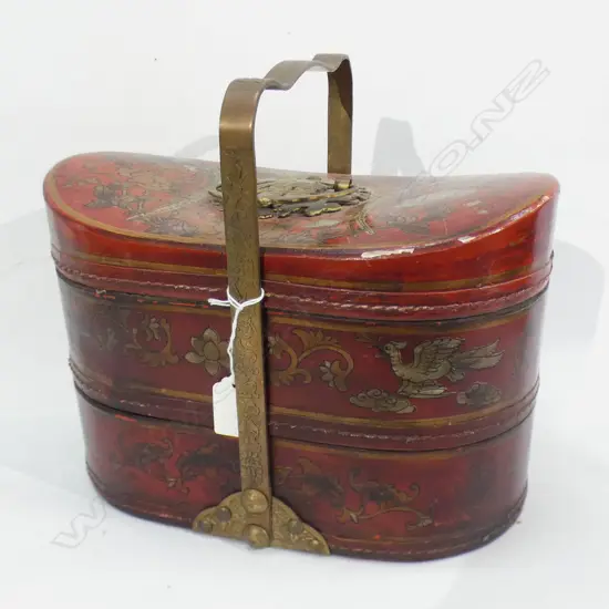 THREE TIER ORIENTAL ENAMEL LUNCH BOX H 250 L 280MM