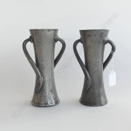 PR ART NOUVEAU PEWTER VASES  H 180MM