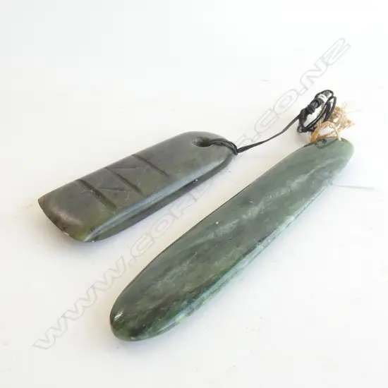 2 CONTEMPORARY POUNAMU PENDANTS (100 & 145mm)