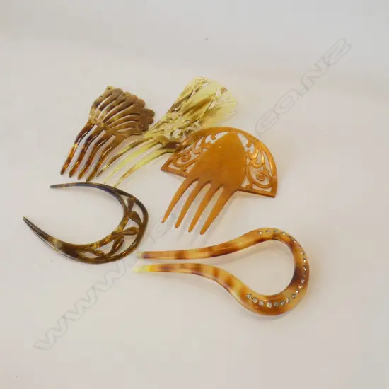 5 ASST VINTAGE COMBS - LARGEST L 140MM