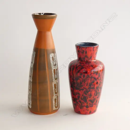 TWO MID CENTURY WEST GERMAN VASES H 255 & 185MM
