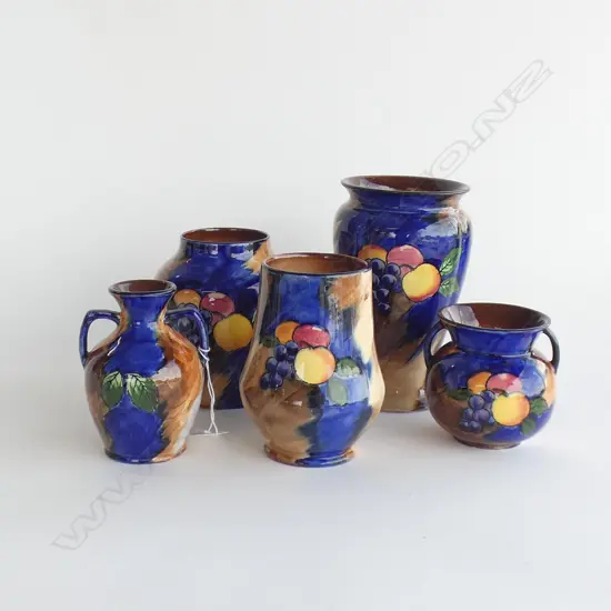 5 ASST H & K TUNSTALL 'AUTUMN' VASES - TALLEST H 170MM - EXCELLENT CONDITION