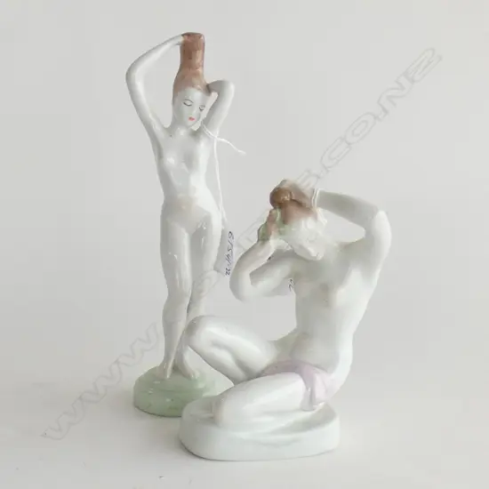 2 VINTAGE HUNGARIAN PORCELAIN NAKED LADY FIGURINES Tallest230mm