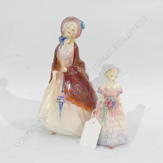 2 ROYAL DOULTON FIGURINES; 'PAISLEY SHAWL' (H160MM) & 'BRIDESMAID  (H100MM)