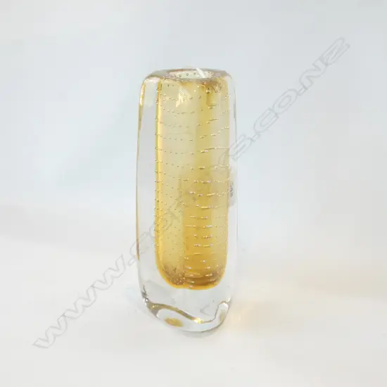 MURANO AMBER GLASS VASE WITH CONTROLLED BUBBLES H 200MM