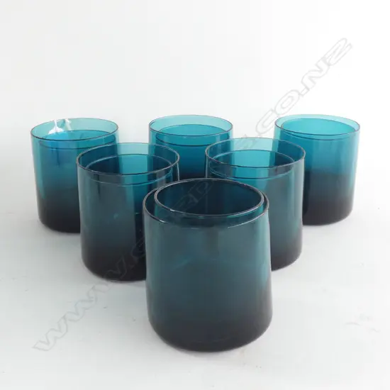 12 BLUE GLASS TUMBLERS 