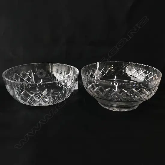 TWO LARGE CUT CRYSTAL FRUIT BOWLS, DIA. 300mm